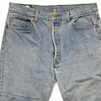 Levis 501 Vintage Light Blue Wash Denim Cut Down Jorts 3/4 Shorts (36W)