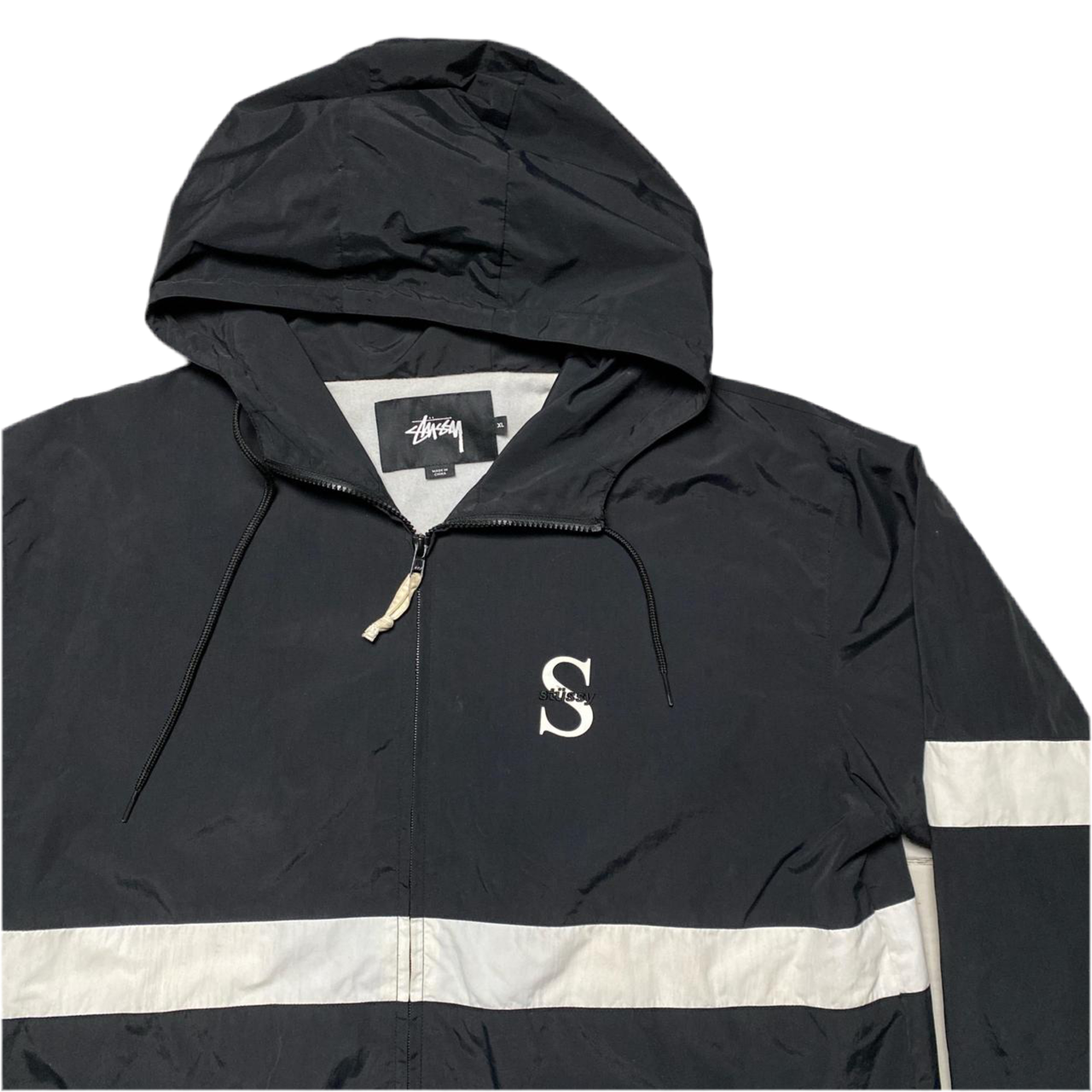 Stussy Black and White Windbreaker Jacket (XL)