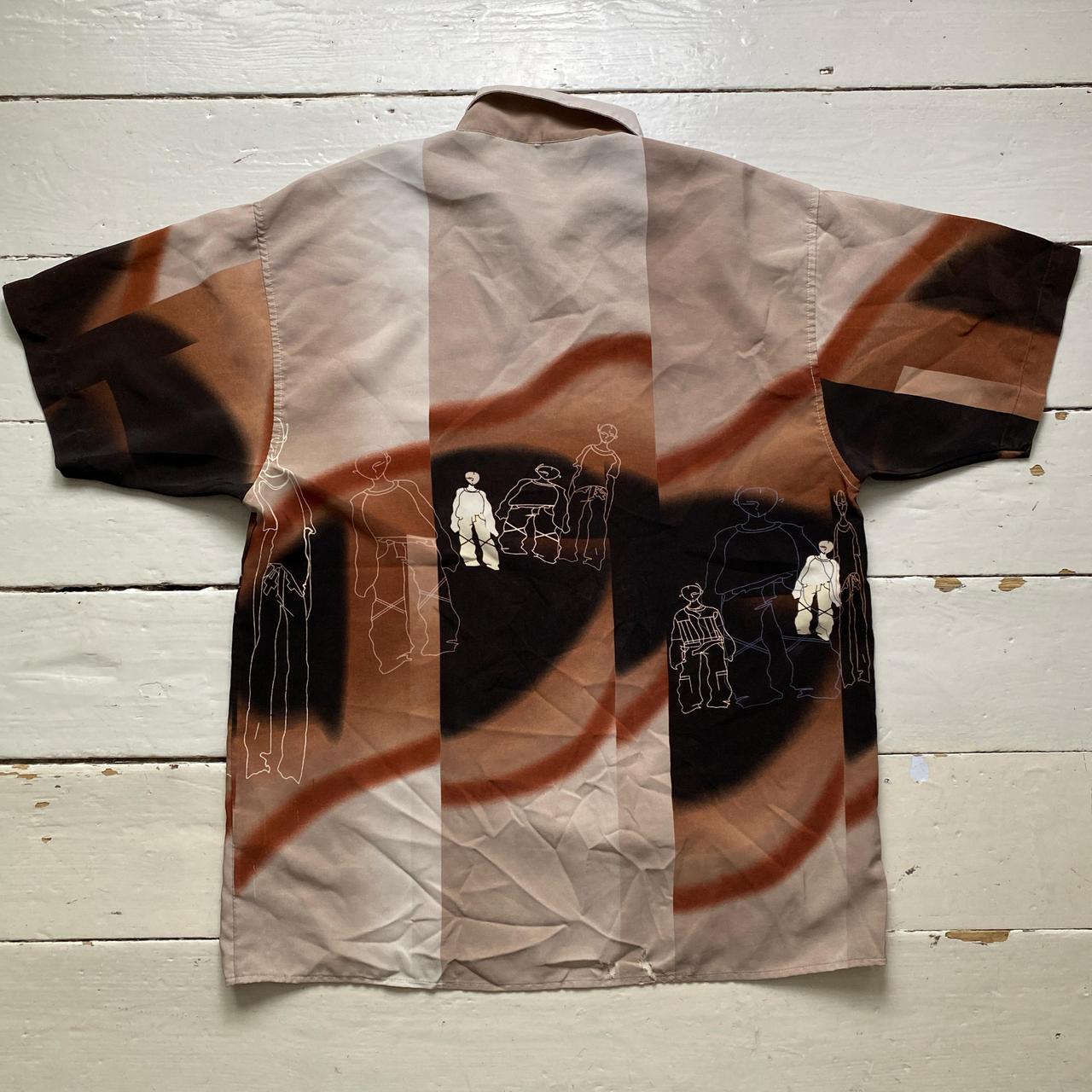 Koman Sport Vintage Y2K Silk Shirt with Baggy Character Sketches