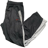 Nike Vintage y2k Grey White and Red Swoosh Shell Trackpant Bottoms (S)
