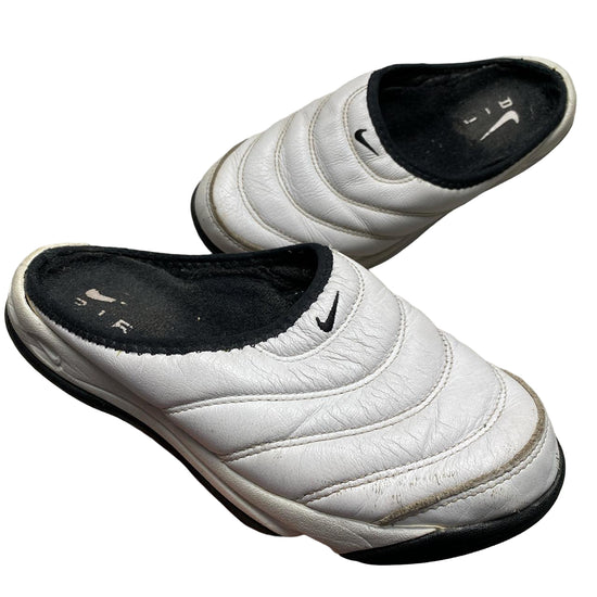 Nike Vintage Air Soc Moc Slipper White and Black Slip On Shoes (UK 4)