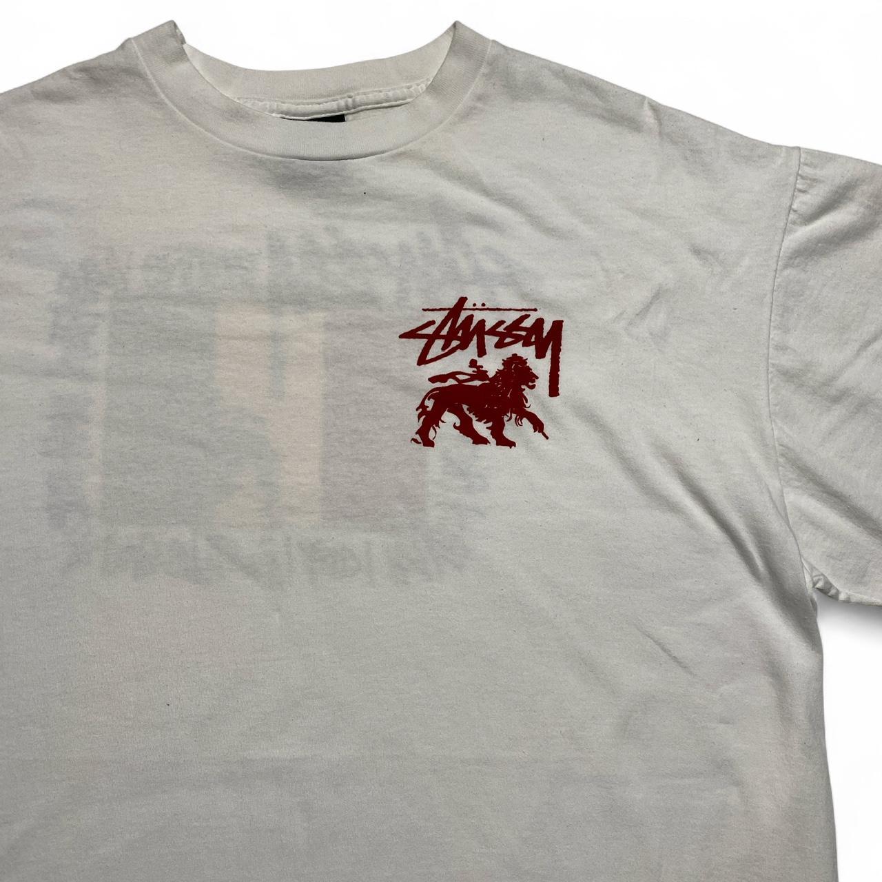 Stussy Lion Rasta Vintage 90’s Single Stitch White T Shirt