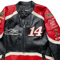 Nascar Tony Stewart 14 Office Depot Black Red and White Vintage Leather Racing Jacket (XL)