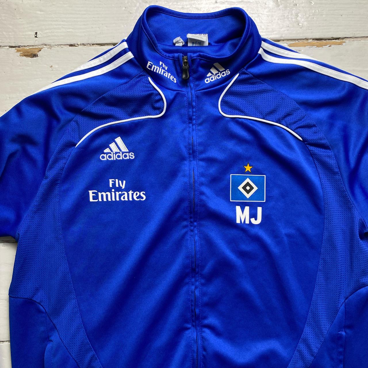 Adidas Hamburg SV Vintage Fly Emirates Blue and White Stripe Tracksuit Jacket