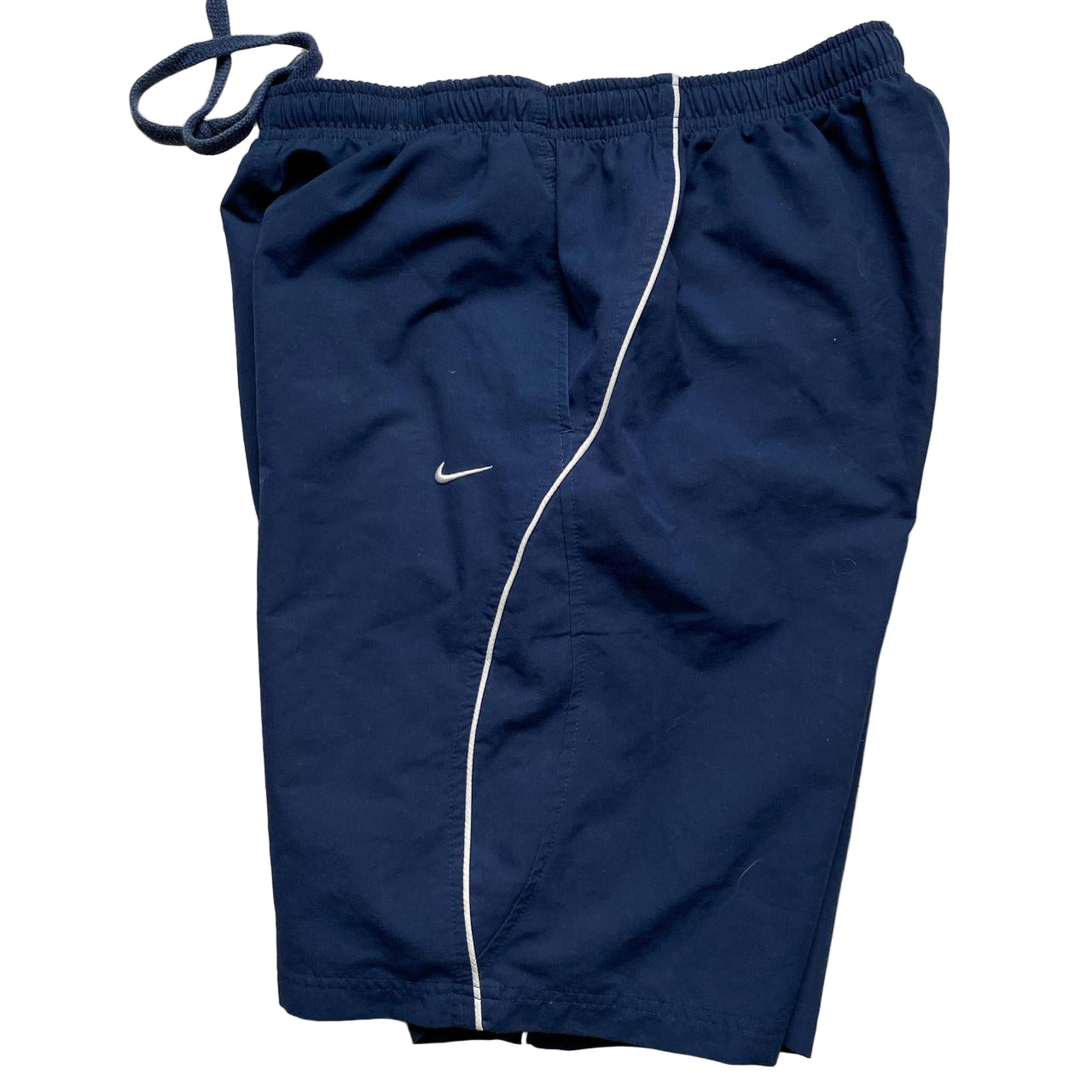 Nike Vintage y2k Navy and White Swoosh Shell Baggy Trackpant Shorts (L)