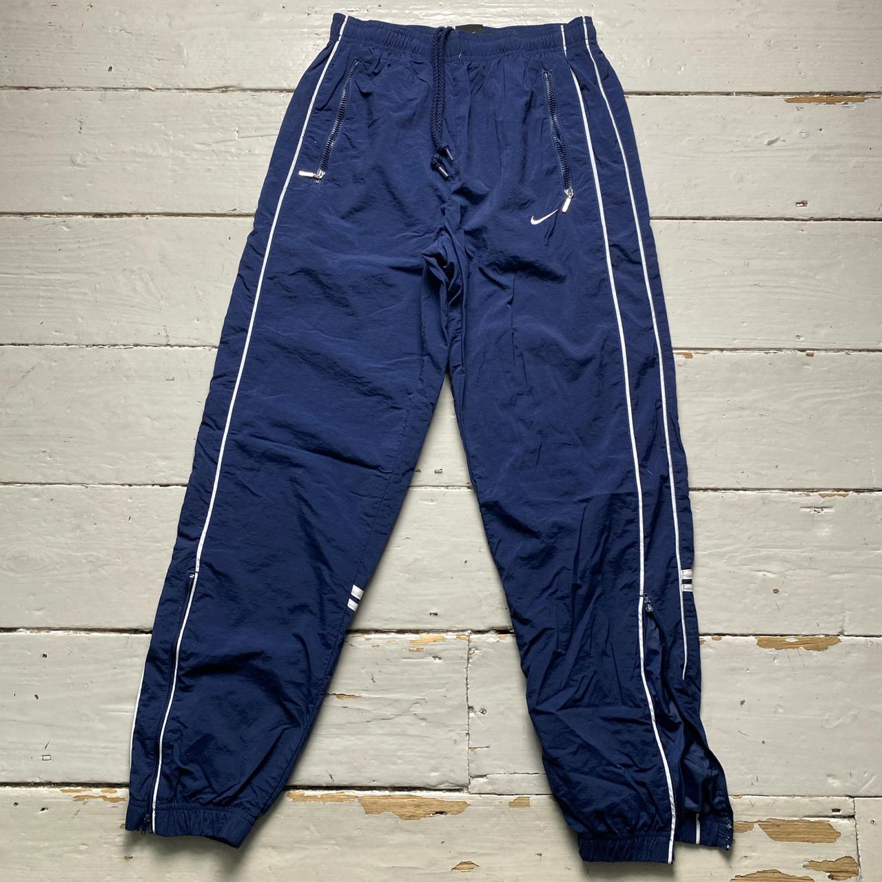 Nike Vintage y2k Swoosh Navy and White Shell Trackpant Bottoms