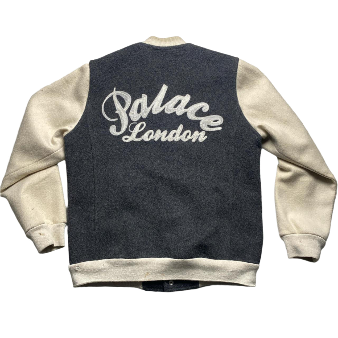 Palace London Wool Bomber Jacket Grey and White (XL)