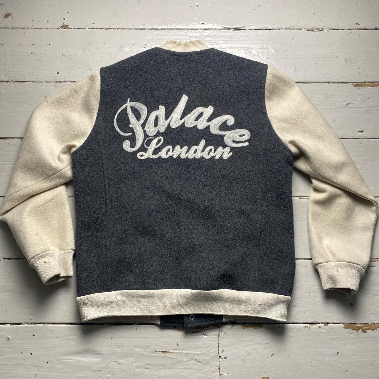 Palace London Wool Bomber Jacket Grey and White