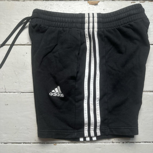 Adidas Black and White Stripe Shorts