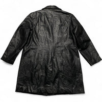 Worthington Black Leather Trench Coat Jacket (2XL)