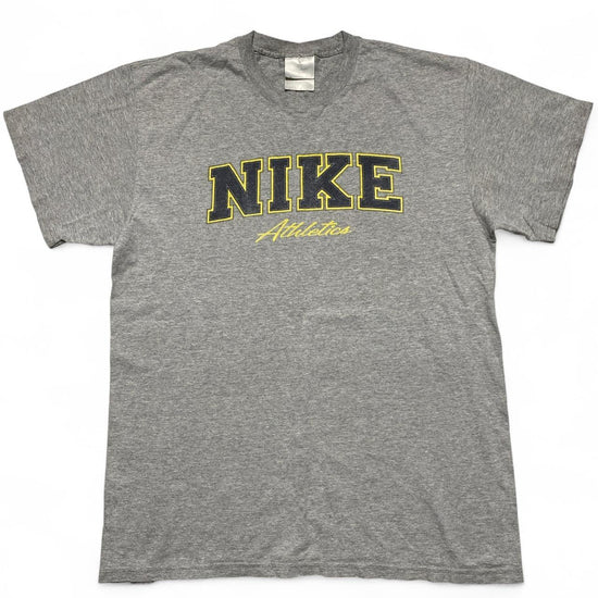 Nike Athletics Vintage Grey Black and Yellow T Shirt (L)