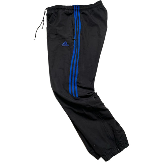 Adidas Black and Blue Shell Trackpant Baggy Bottoms (L)