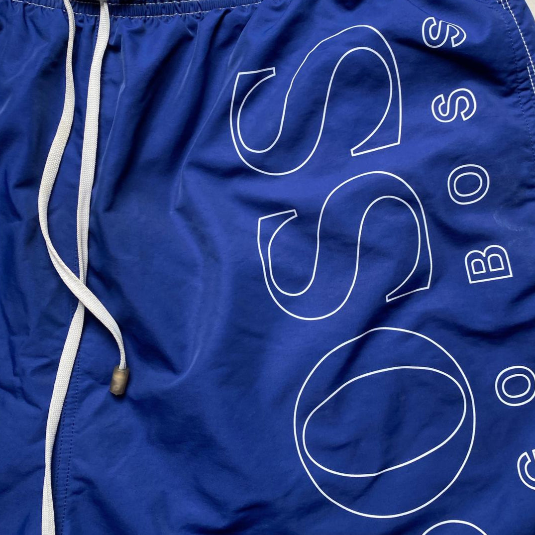 Hugo Boss Blue and White Swim Shorts (XL)