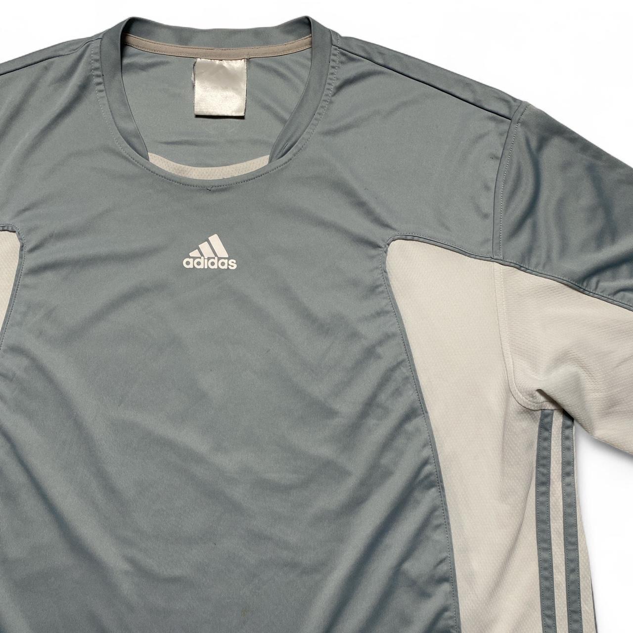 Adidas Predator Vintage y2k Grey and White Football Jersey T Shirt (L)