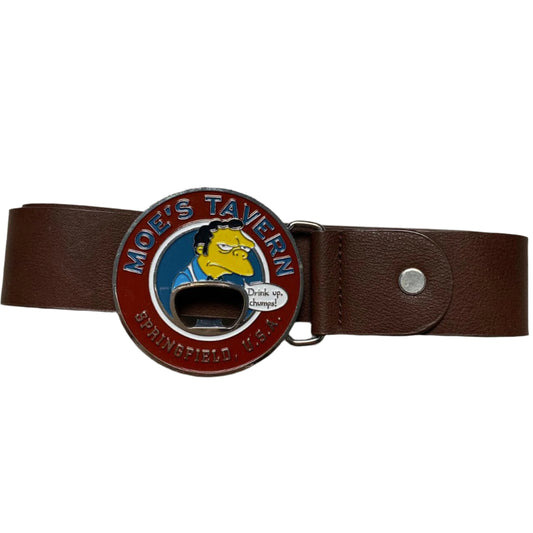 Moes Tavern The Simpsons Bottle Opener Buckle and Leather Belt