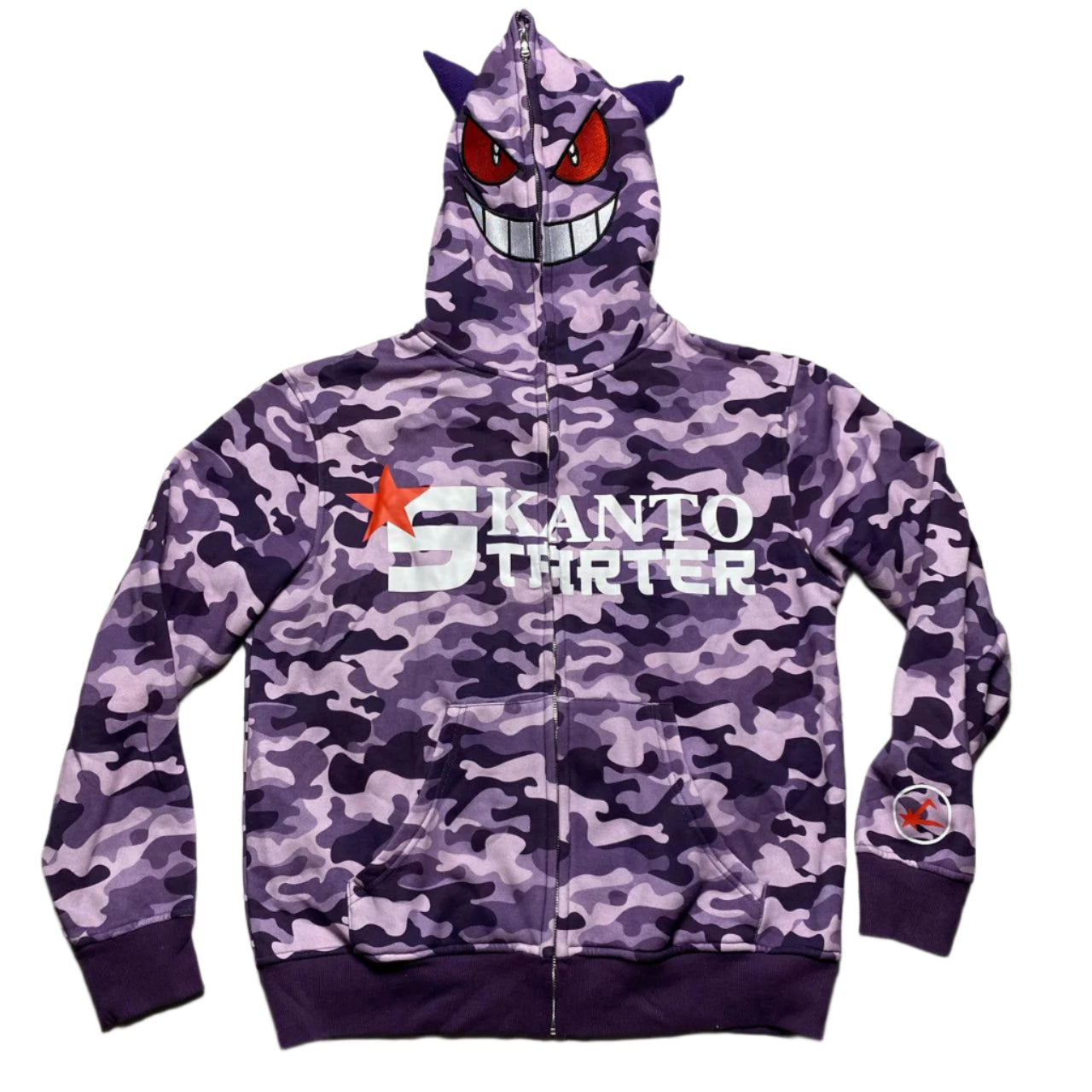Kanto Starter Gengar Purple and Black Pokemon Full Zip Hoodie (L)