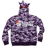 Kanto Starter Gengar Purple and Black Pokemon Full Zip Hoodie (L)