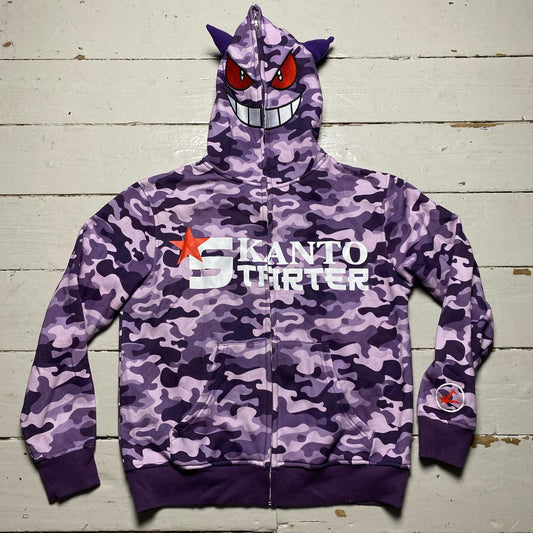 Kanto Starter Gengar Purple and Black Pokemon Full Zip Hoodie