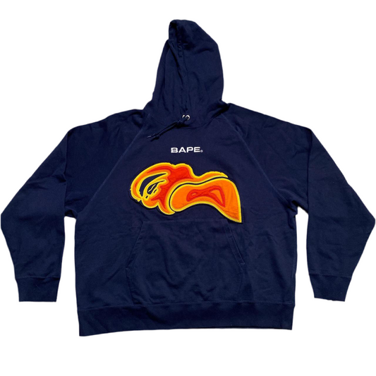Bape A Bathing Ape Navy and Orange Yellow Hoodie (2XL)