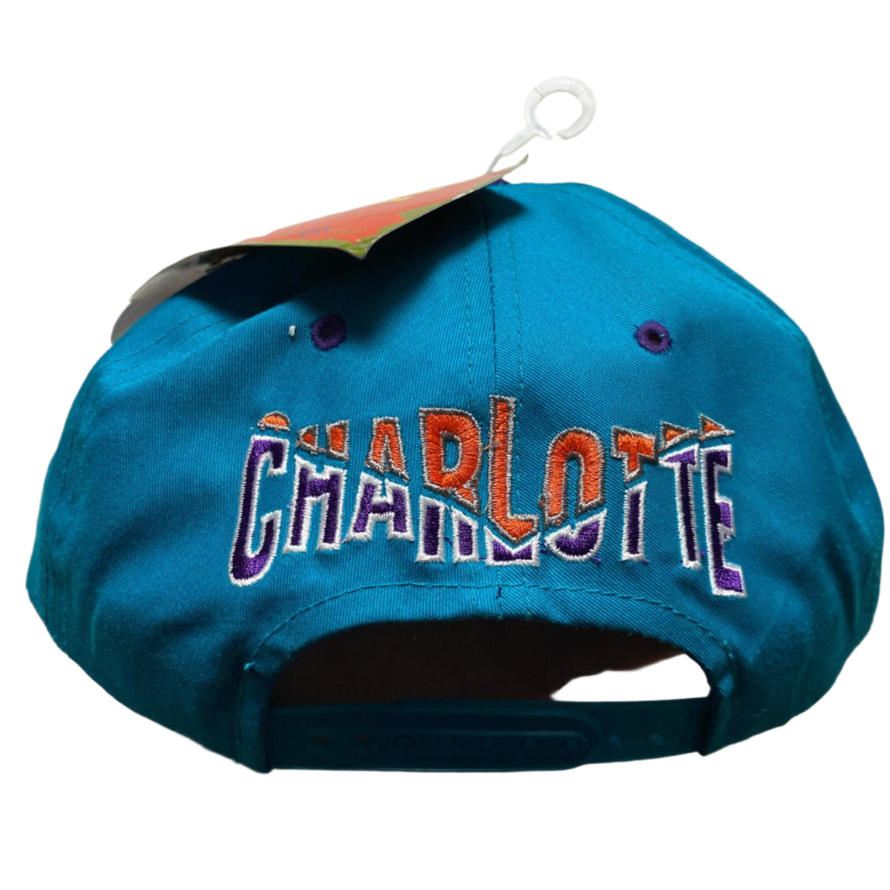 Charlotte Hornets Vintage 90’s Green Brim NBA Snapback Cap Blue and Purple