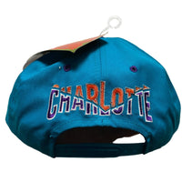 Charlotte Hornets Vintage 90’s Green Brim NBA Snapback Cap Blue and Purple