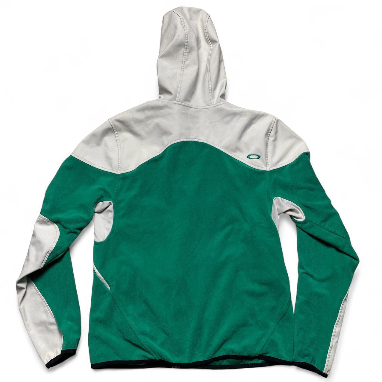Oakley Green and White Fleece Nylon Windbreaker (L)