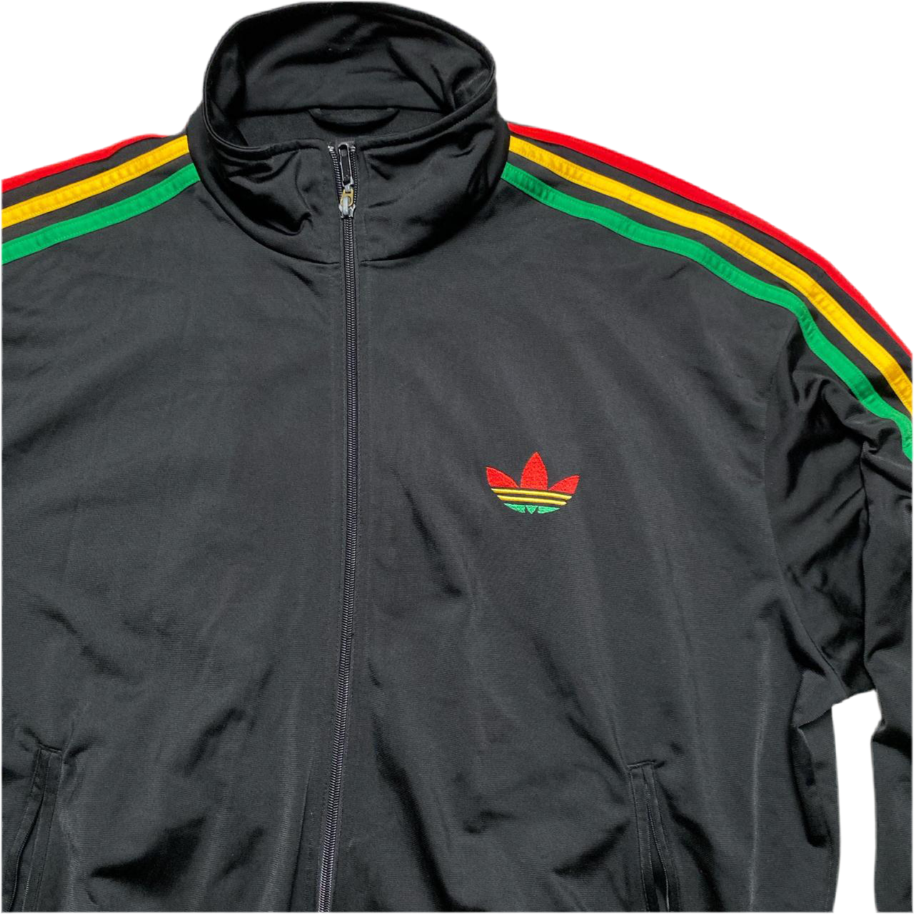 Adidas Originals Rasta Black Red Green and Yellow Stripe Bomber Tracksuit Jacket (XL)