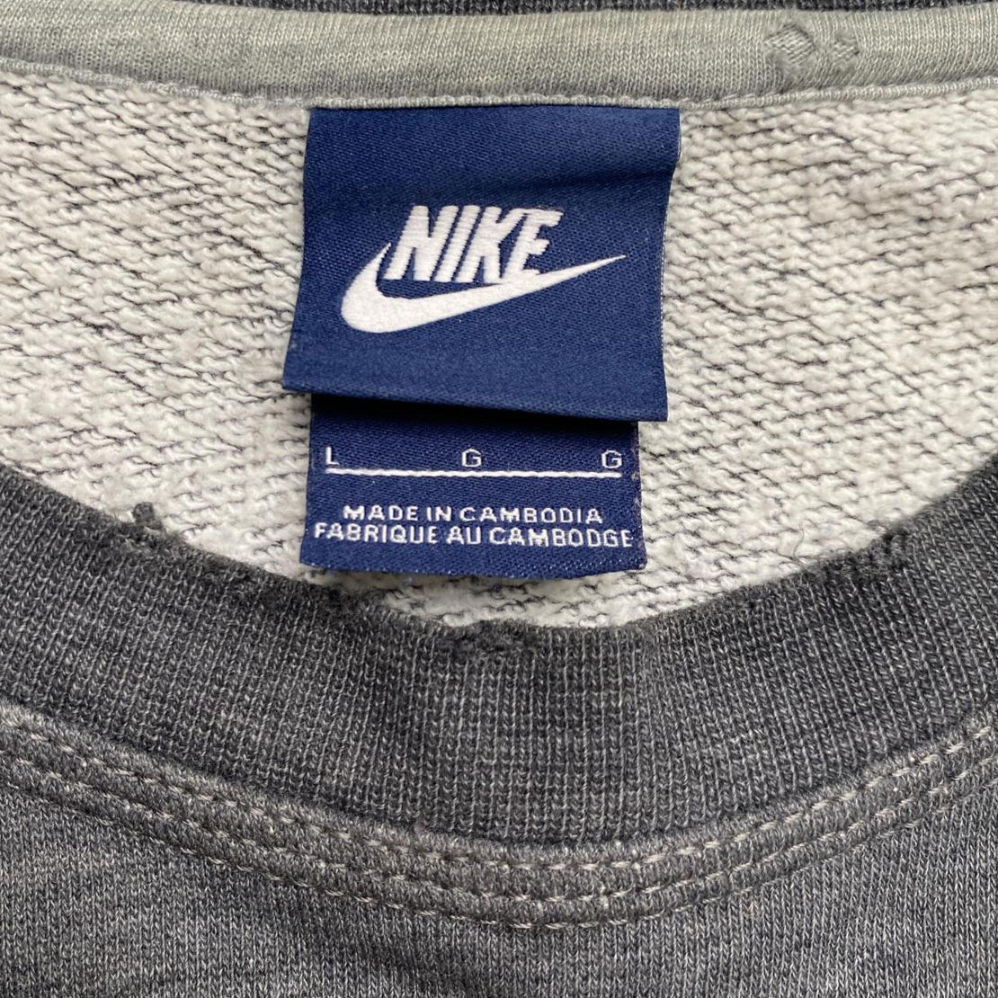 Nike Grey and White Swoosh Jumper (L)