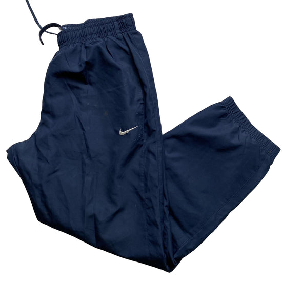 Nike Swoosh Navy and White Shell Trackpant Baggy Bottoms (XL)