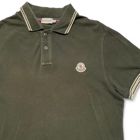 Moncler Khaki Green and White Polo Shirt (M)