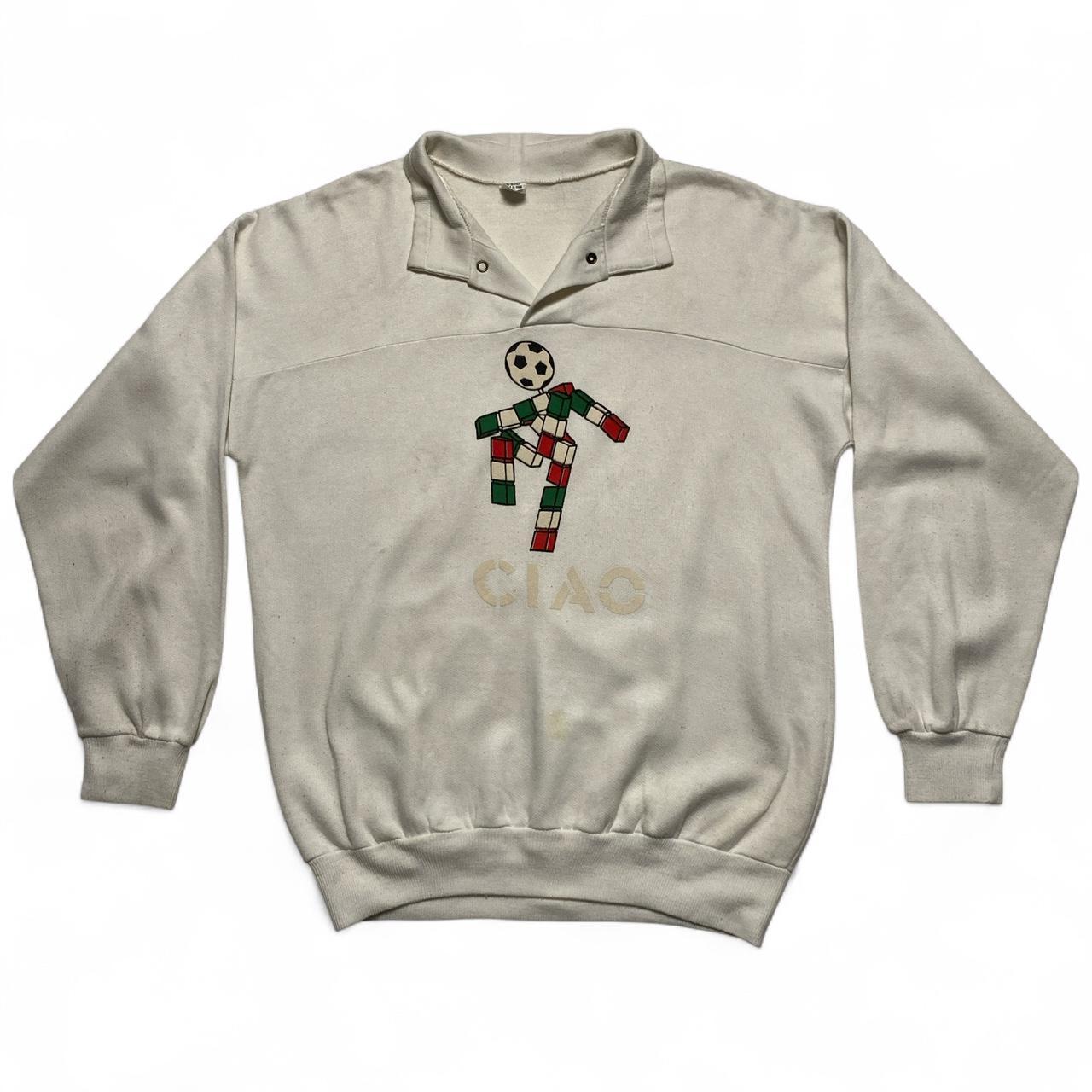 Italy Ciao Football Vintage World Cup Cream White Jumper (2XL)