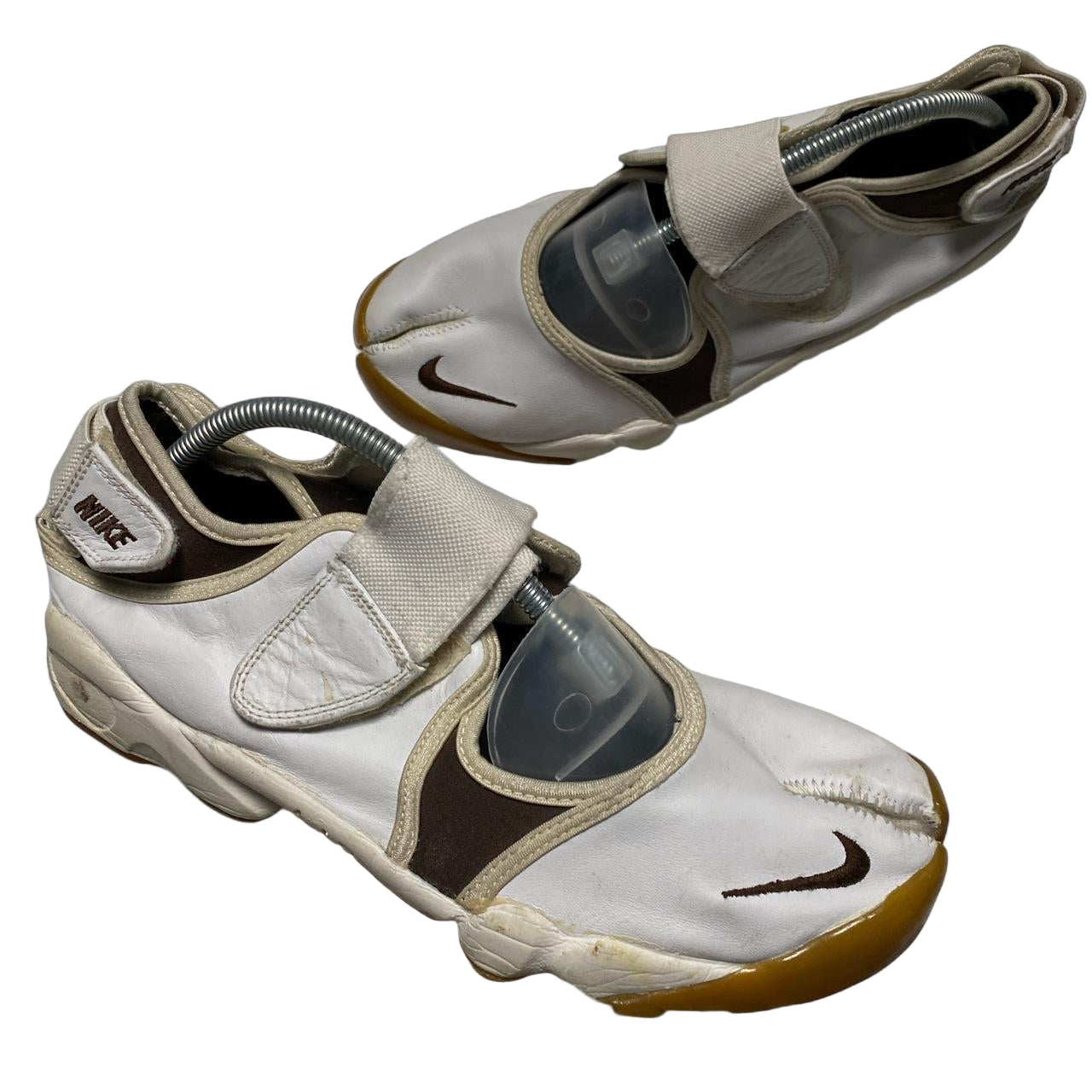 Nike Air Rift White and Brown Gum Sole Sandal Trainers (UK 9)