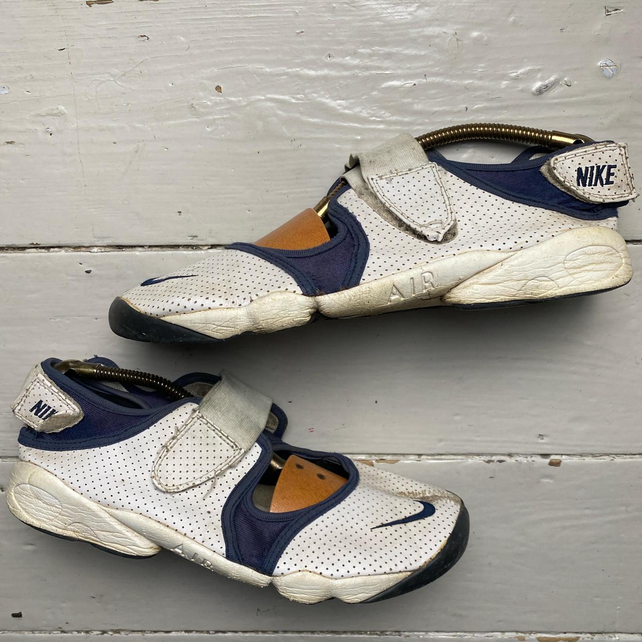 Nike Air Rift Vintage 2007 White and Navy Leather Tabi Split Toe Trainers