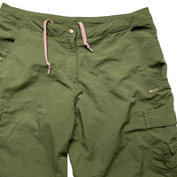 Nike Vintage Khaki Green and Pink Womens Cargo Baggy Combat Trousers (UK 12)