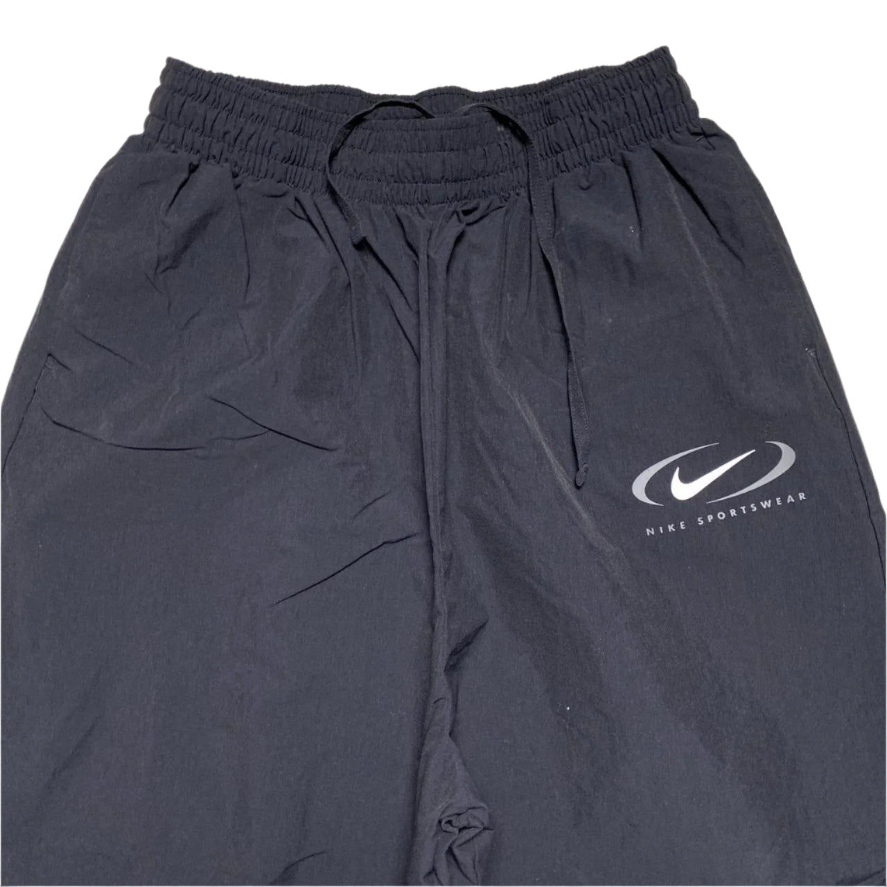 Nike Black and White Baggy Shell Trackpant Parachute Bottoms (M)