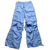 Criminal Damage Baggy Parachute Combat Light Baby Blue Cargo Trousers (S)