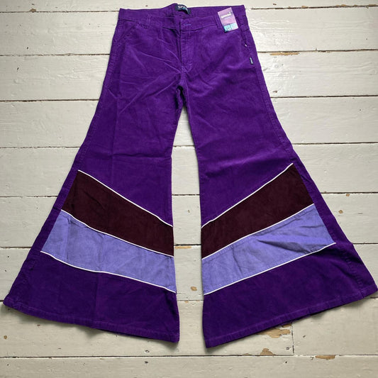 Spase Vintage Baggy Flare Corduroy Purple Trousers
