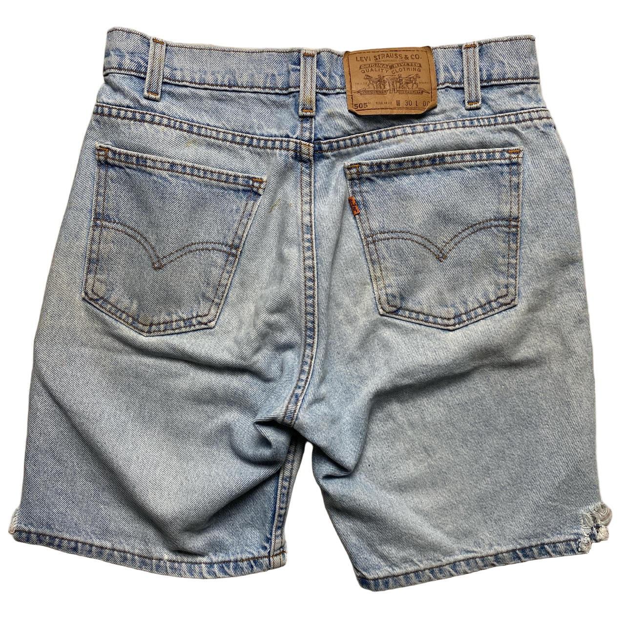 Levis 505 Vintage Stonewash Light Blue Denim Jort Jean Shorts (30W)