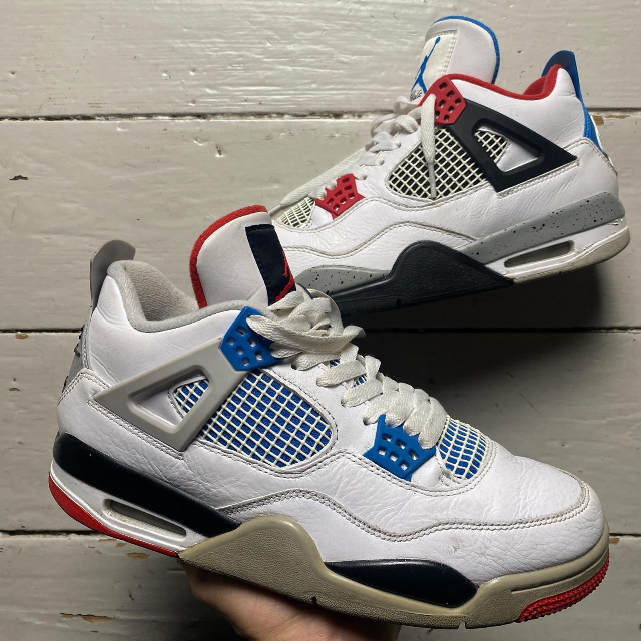 Jordan 4 Retro What The White Blue and Red