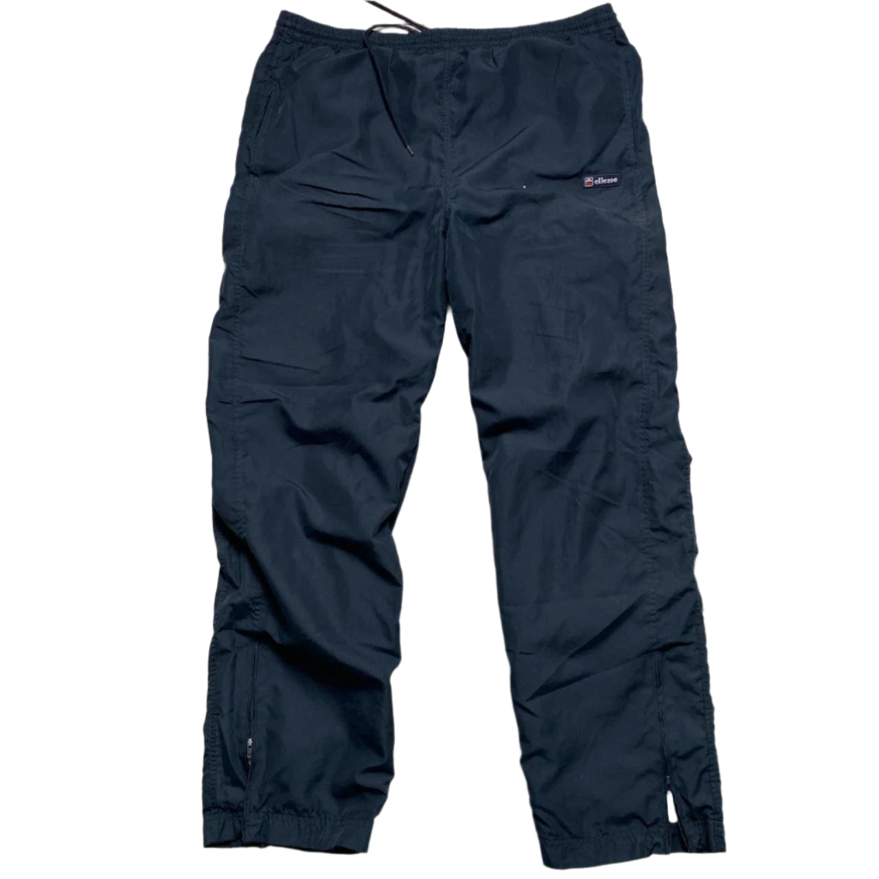 Ellesse Navy and White Shell Nylon Trackpant Baggy Bottoms (M)