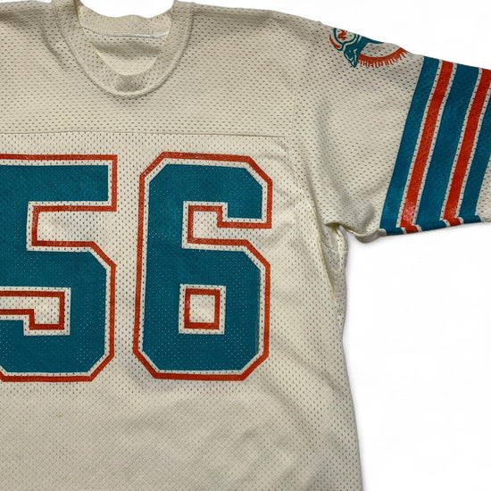 Miami Dolphins NFL 90’s Vintage Cream Orange and Turquoise Jersey (XL)