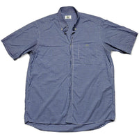 Lacoste Blue and White Vintage Short Sleeve Plaid Checked Shirt (L)