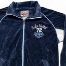 Ecko UNLTD Vintage Velour Navy Baby Blue and White Tracksuit Jacket (M)