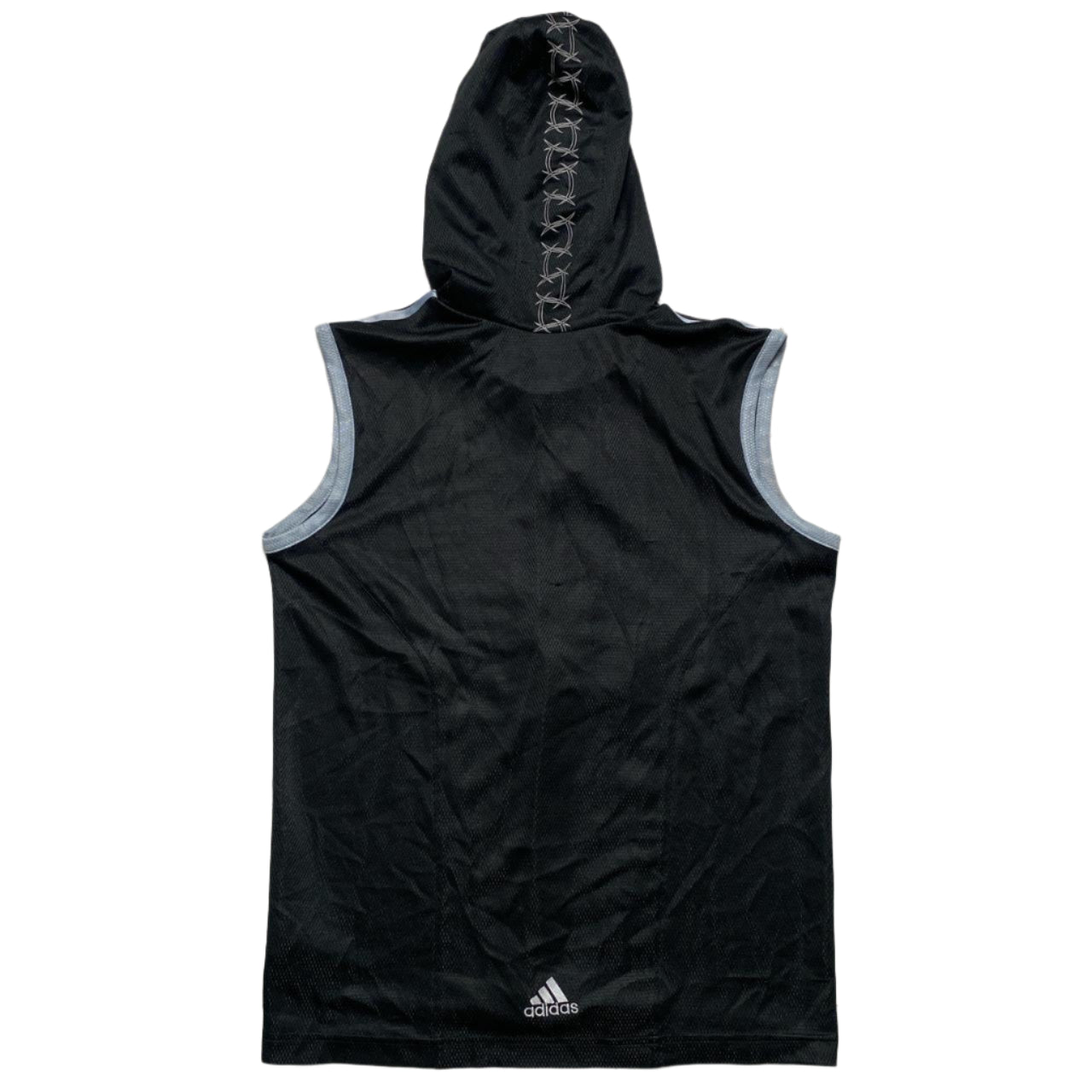 Adidas Vintage Barbed Wire Predator Football Black and Grey Hooded Vest (XS)