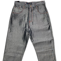 MECCA USA Vintage Baggy 90’s Y2K Shiny Metallic Silver Denim Jeans