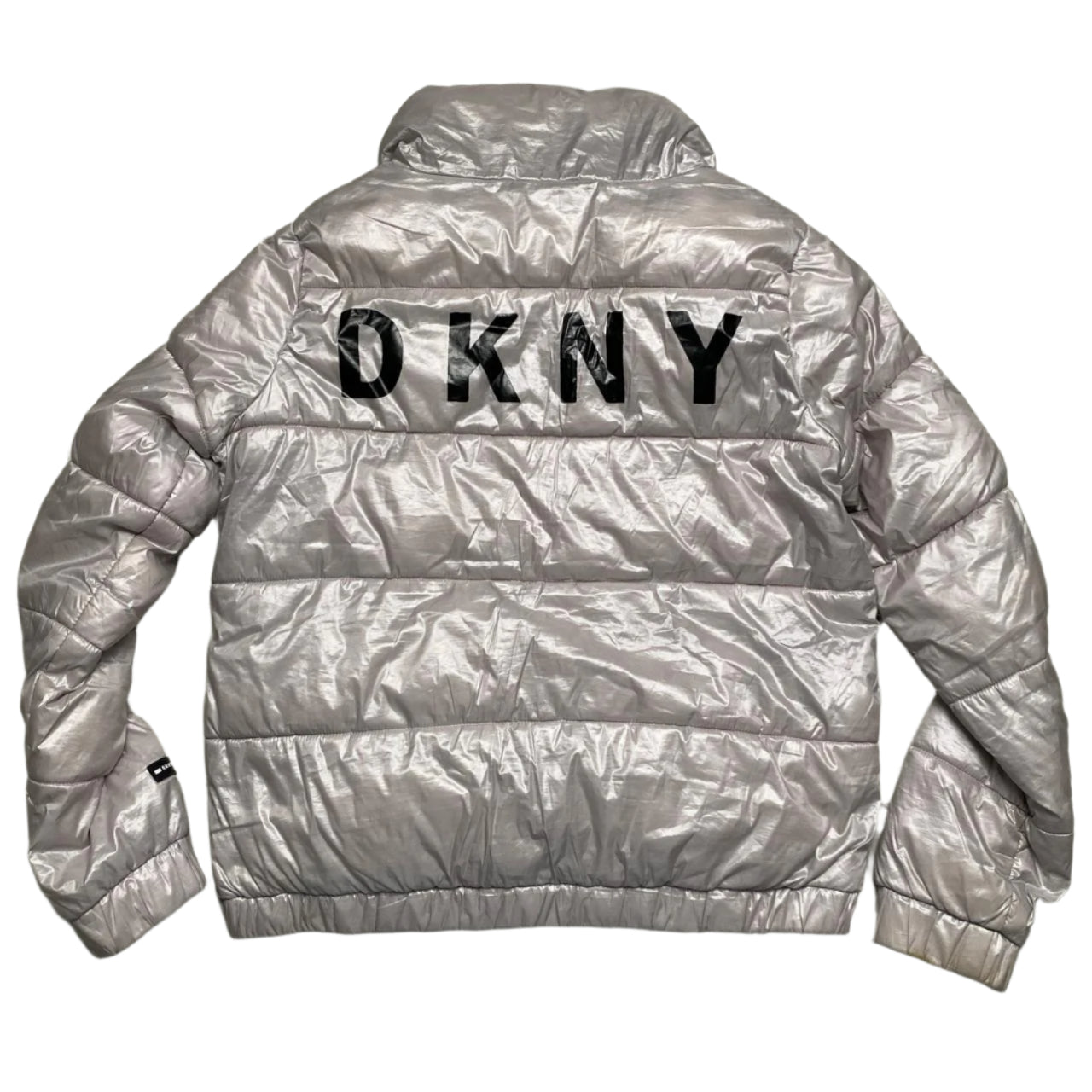DKNY Silver and Black Puffer Jacket (M)