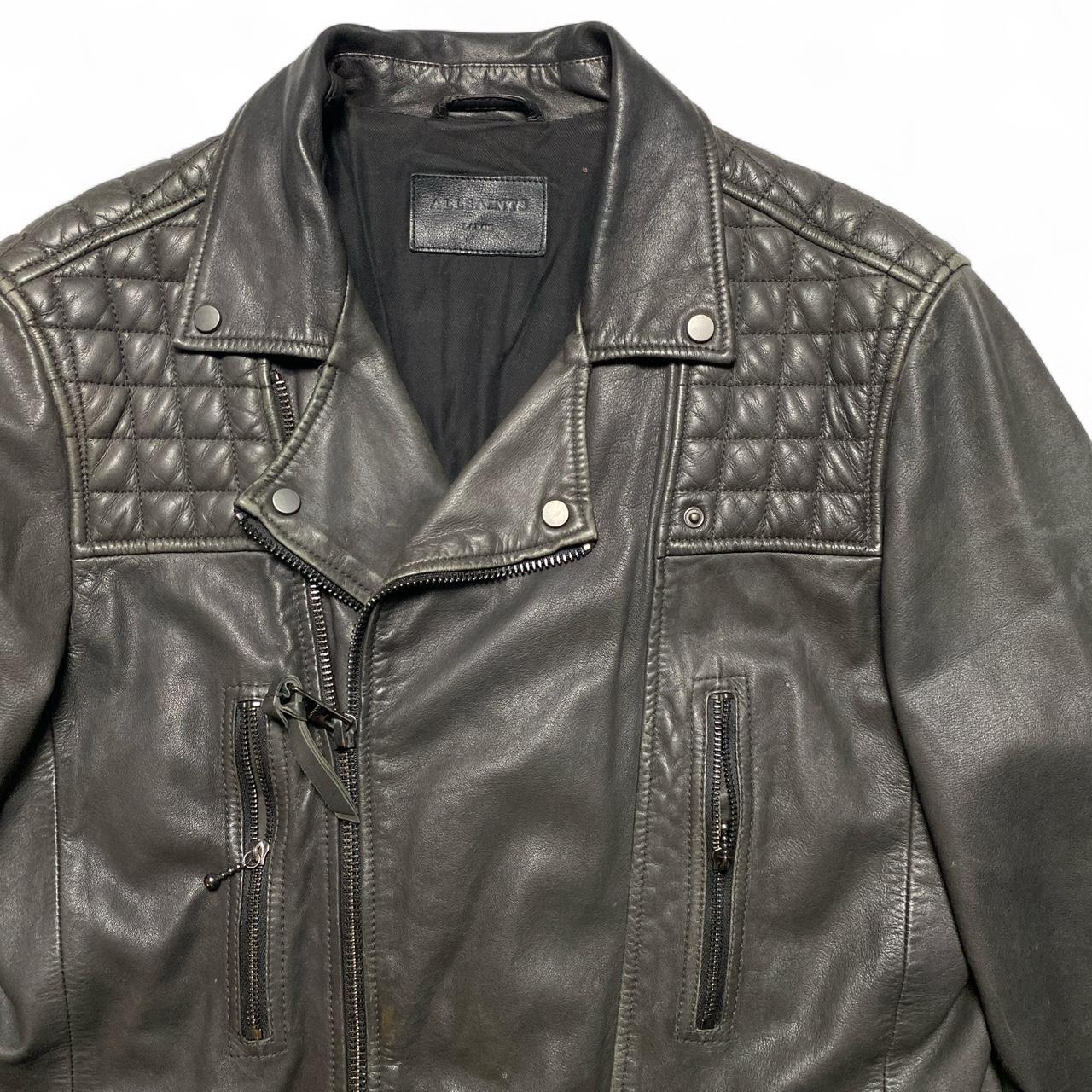 All Saints Black Leather Biker Jacket (L)
