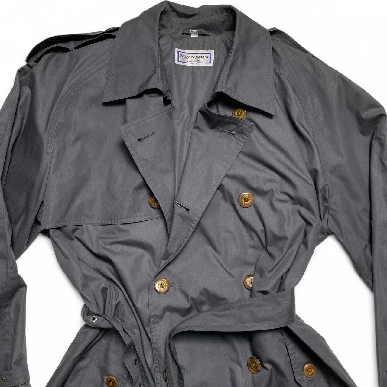 Yves Saint Laurent YSL Vintage Double Breasted Trench Coat Grey (L)
