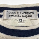 Comme des Garcons Womens Bow Striped Navy and White Long Sleeve T Shirt (XS)