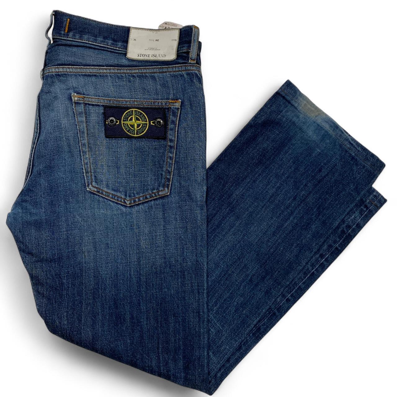Stone Island Straight Navy Stonewashed Jeans (32W)
